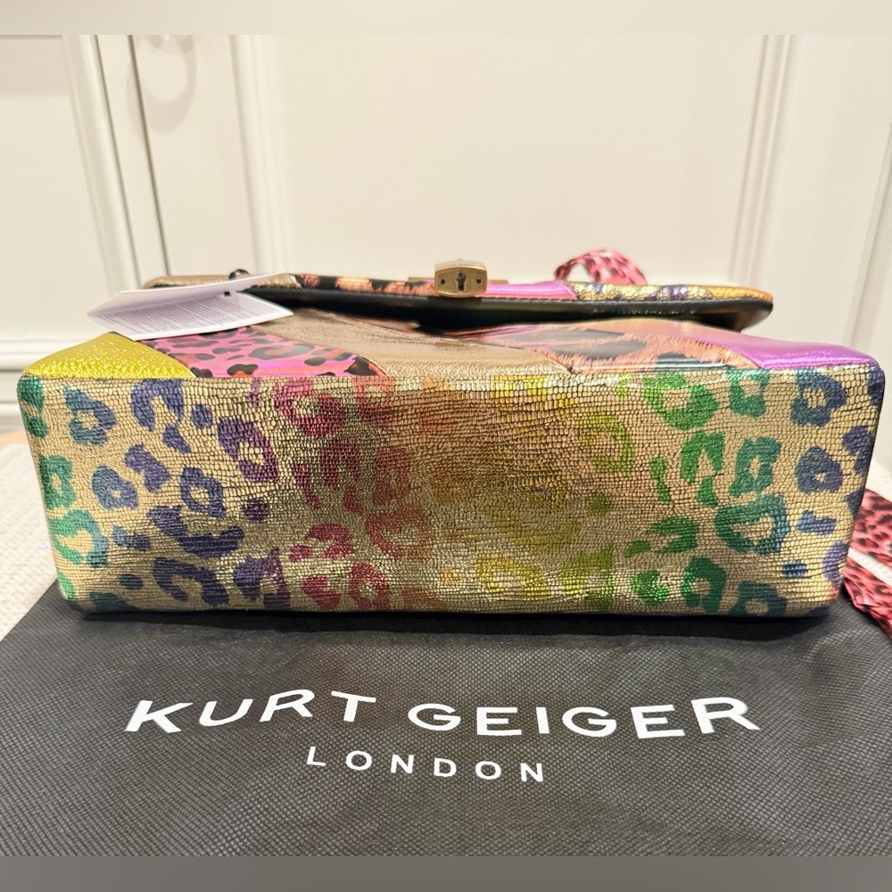 🔒💖 SOLD - Kurt Geiger Brixton Lock Leopard Patchwork Leather Convertible Bag - Picture 6 of 17